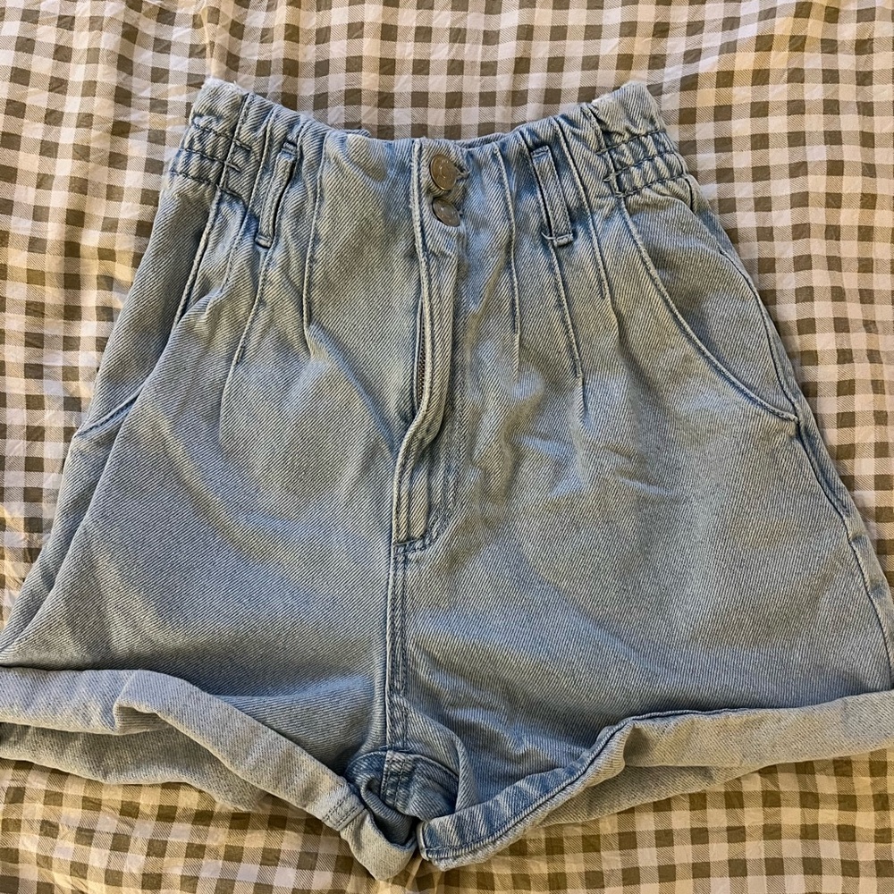 Zara High Waist Light Blue Denim Shorts
